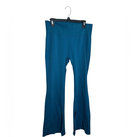 JoyLab Women's Textured Flare Leggings Teal Size XXL Split Hem Athleisure - Picture 11 of 11